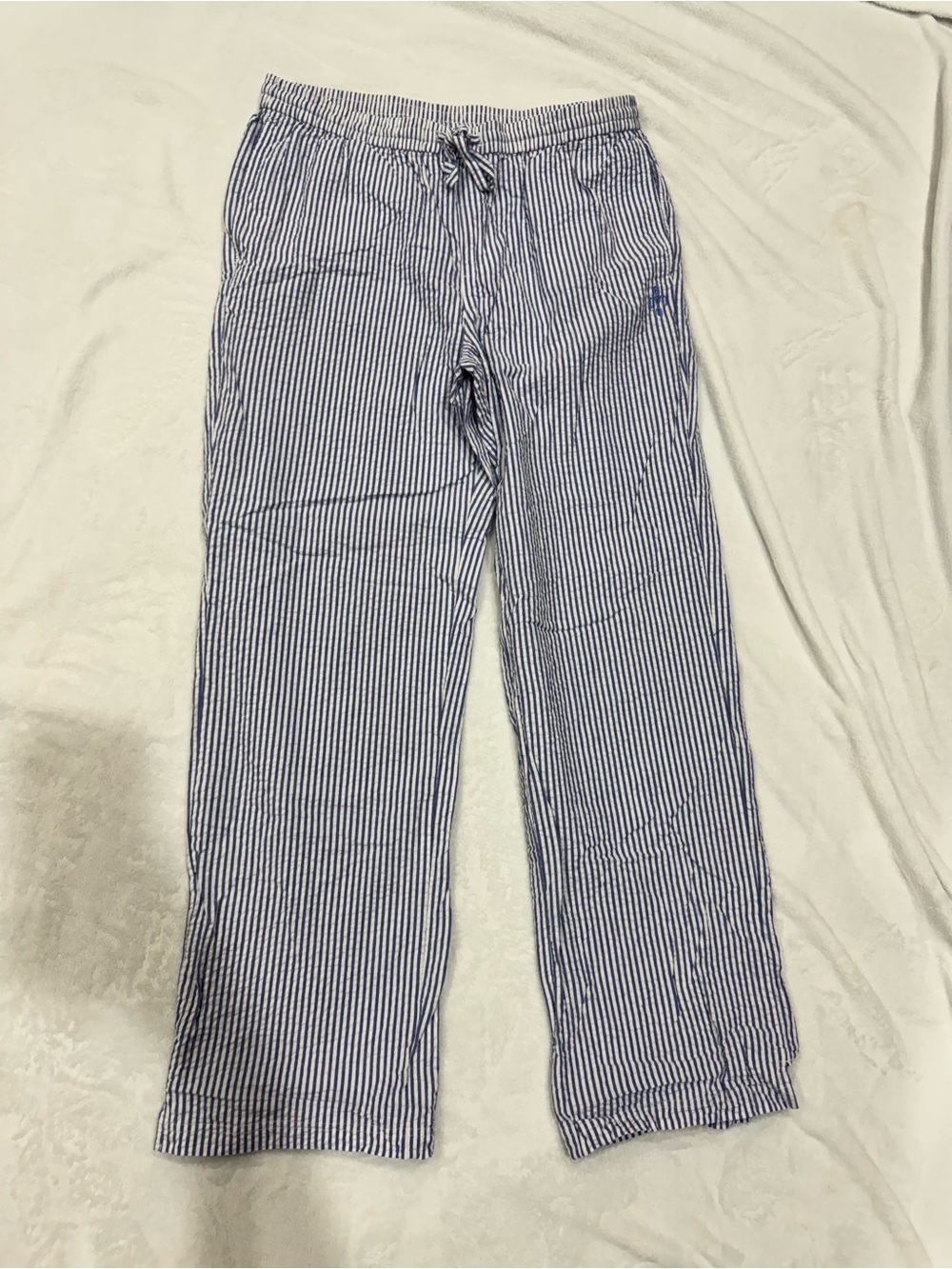 OVO Women's Blue & White Striped Straight-Leg Pants